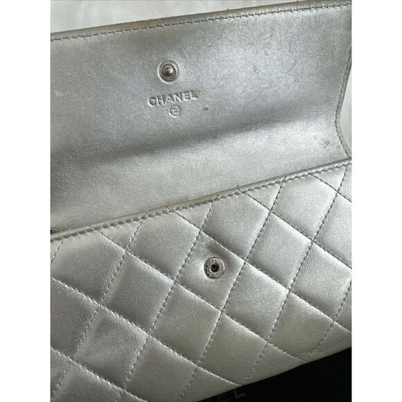 CHANEL Silver Lamb Leather Flap Wallet W/dust Bag - Picture 14 of 16